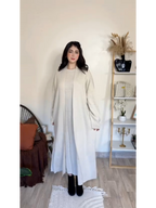 طقم فستان وكارديجان من الصوف المحبوك