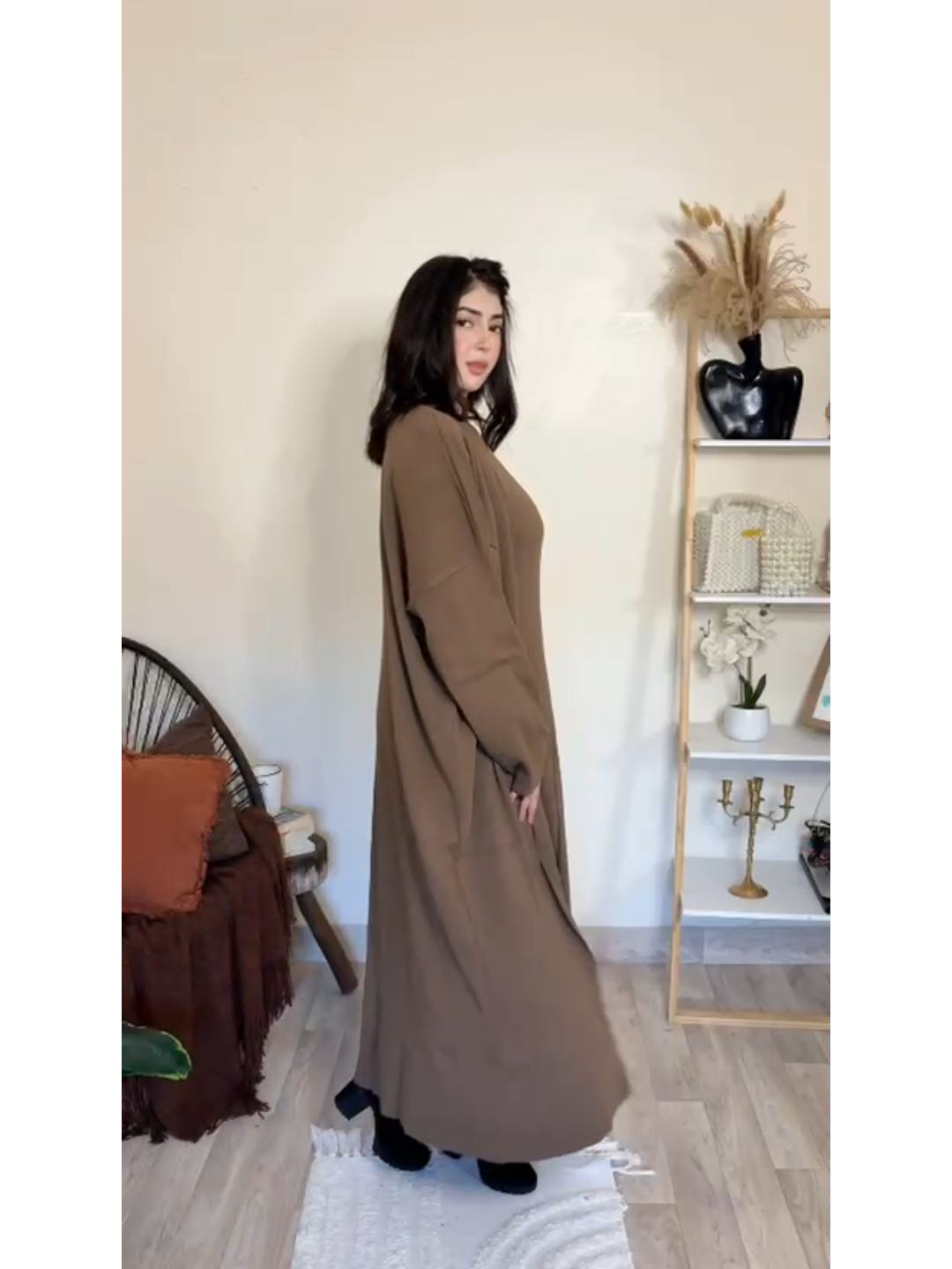 Ensemble robe et cardigan en laine maillée