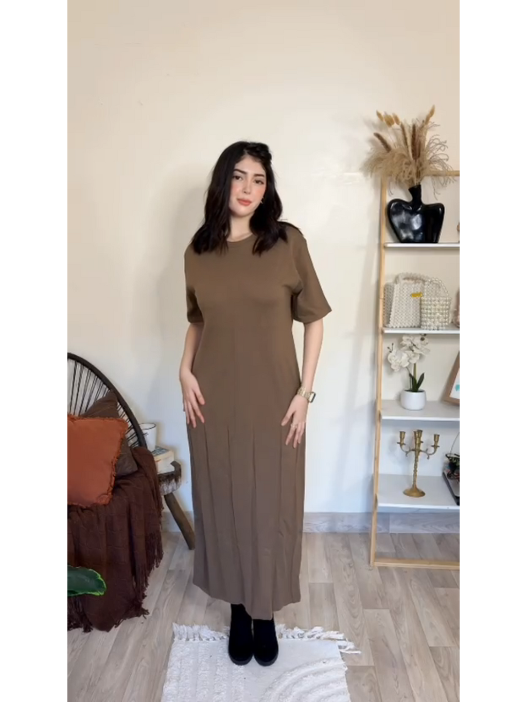 طقم فستان وكارديجان من الصوف المحبوك