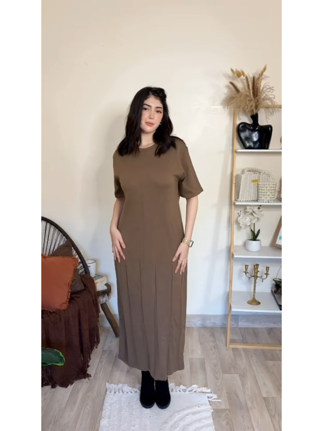 طقم فستان وكارديجان من الصوف المحبوك