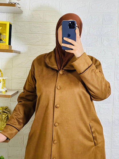 Robe manteau en daim synthétique