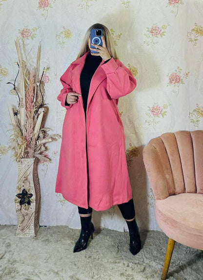 Manteau en faux daim avec ceinture