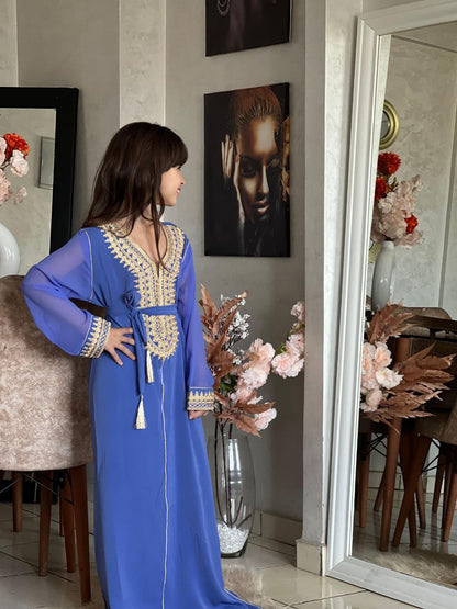 Caftan traditionnel pour filles de 4 à 16 ans brodé