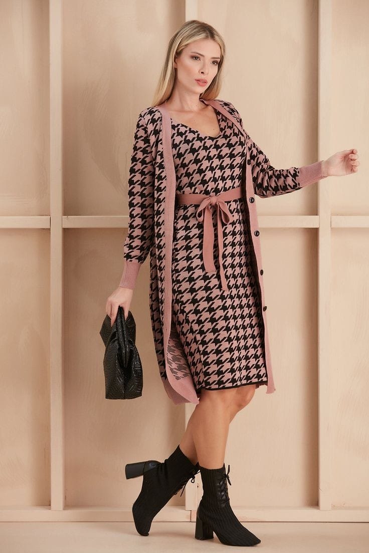 Ensemble robe & cardigan chic en laine