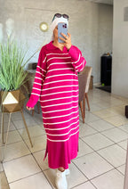 فستان صوف مخطط