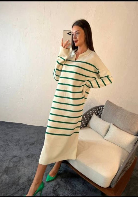 فستان صوف مخطط