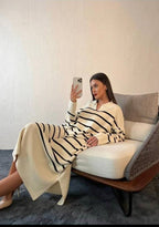 فستان صوف مخطط