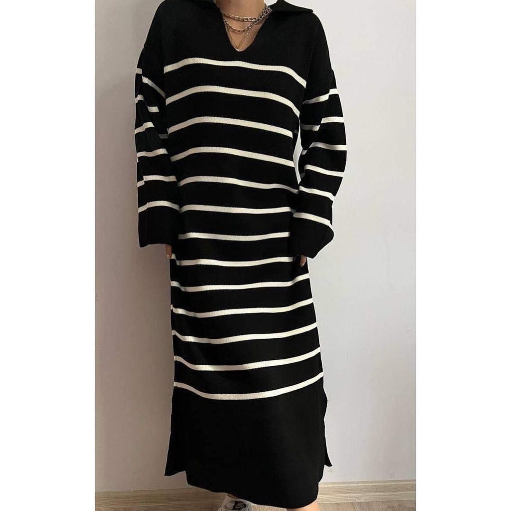 فستان صوف مخطط