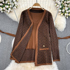 Ensemble 3 pièces chic en laine à motif labyrinthe