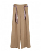 Pantalon tissu oversize droit avec ceinture