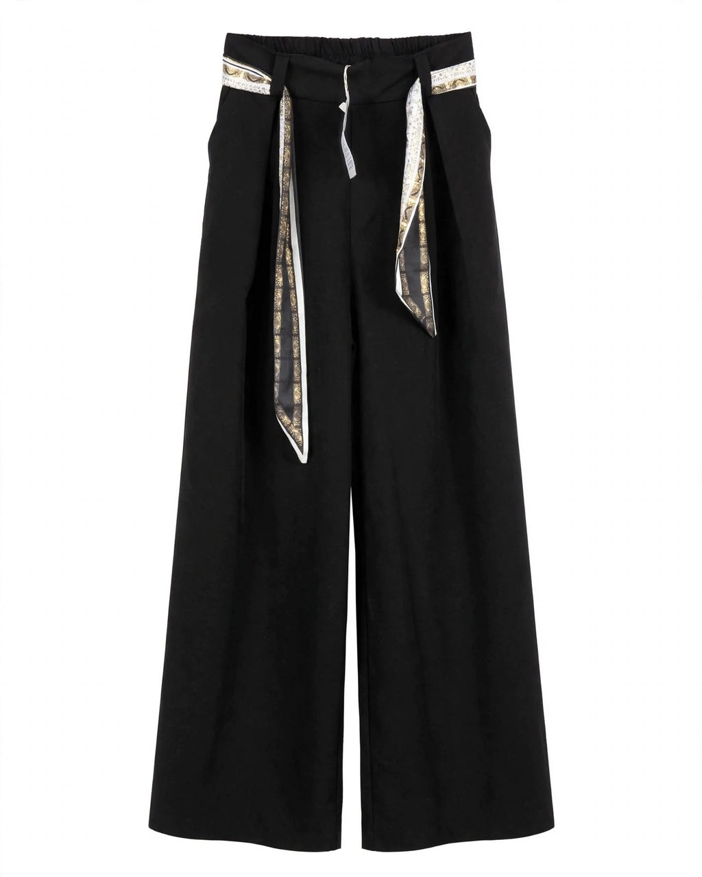 Pantalon tissu oversize droit avec ceinture
