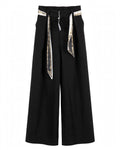 Pantalon tissu oversize droit avec ceinture