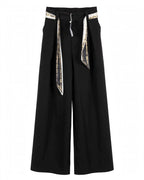 Pantalon tissu oversize droit avec ceinture