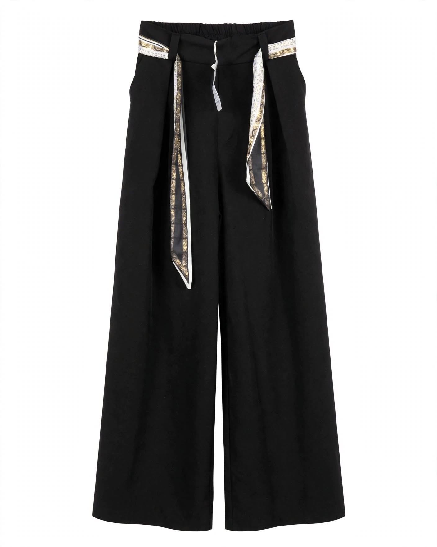 Pantalon tissu oversize droit avec ceinture