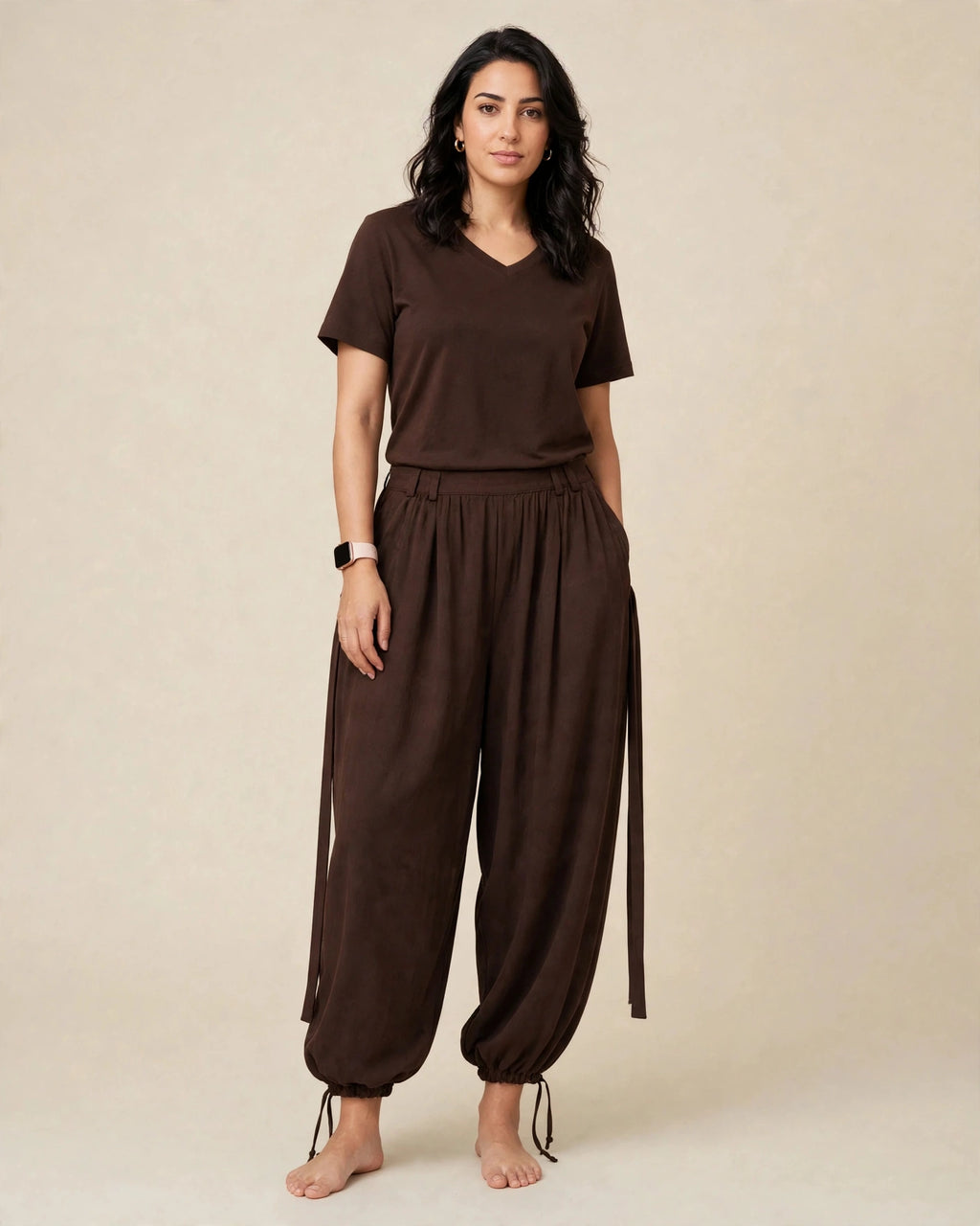 Pantalon en tissu oversize ajustable