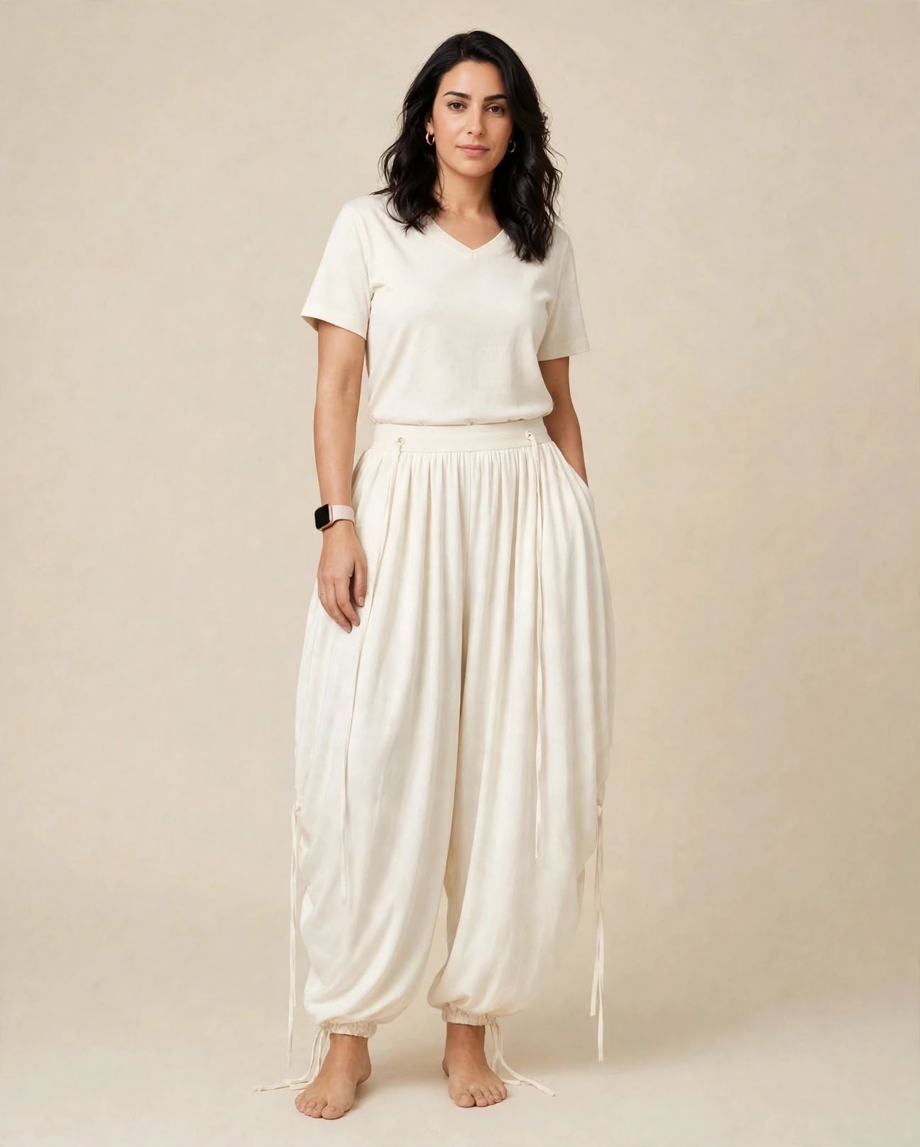 Pantalon en tissu oversize ajustable