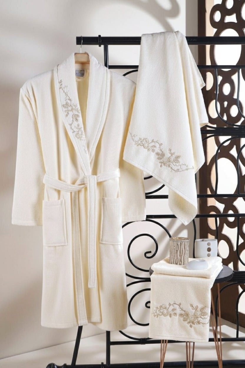 Pack 3 pièces Peignoir, serviette de bain et serviette pour cheveux hommes et femmes