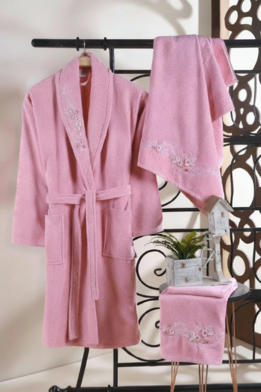 Pack 3 pièces Peignoir, serviette de bain et serviette pour cheveux hommes et femmes