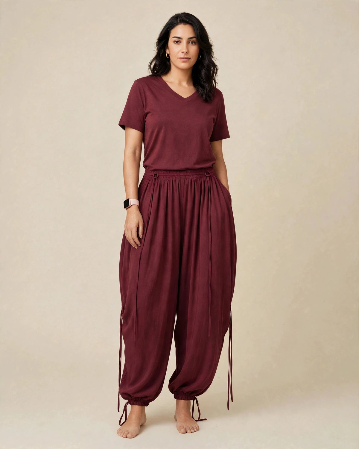 Pantalon en tissu oversize ajustable