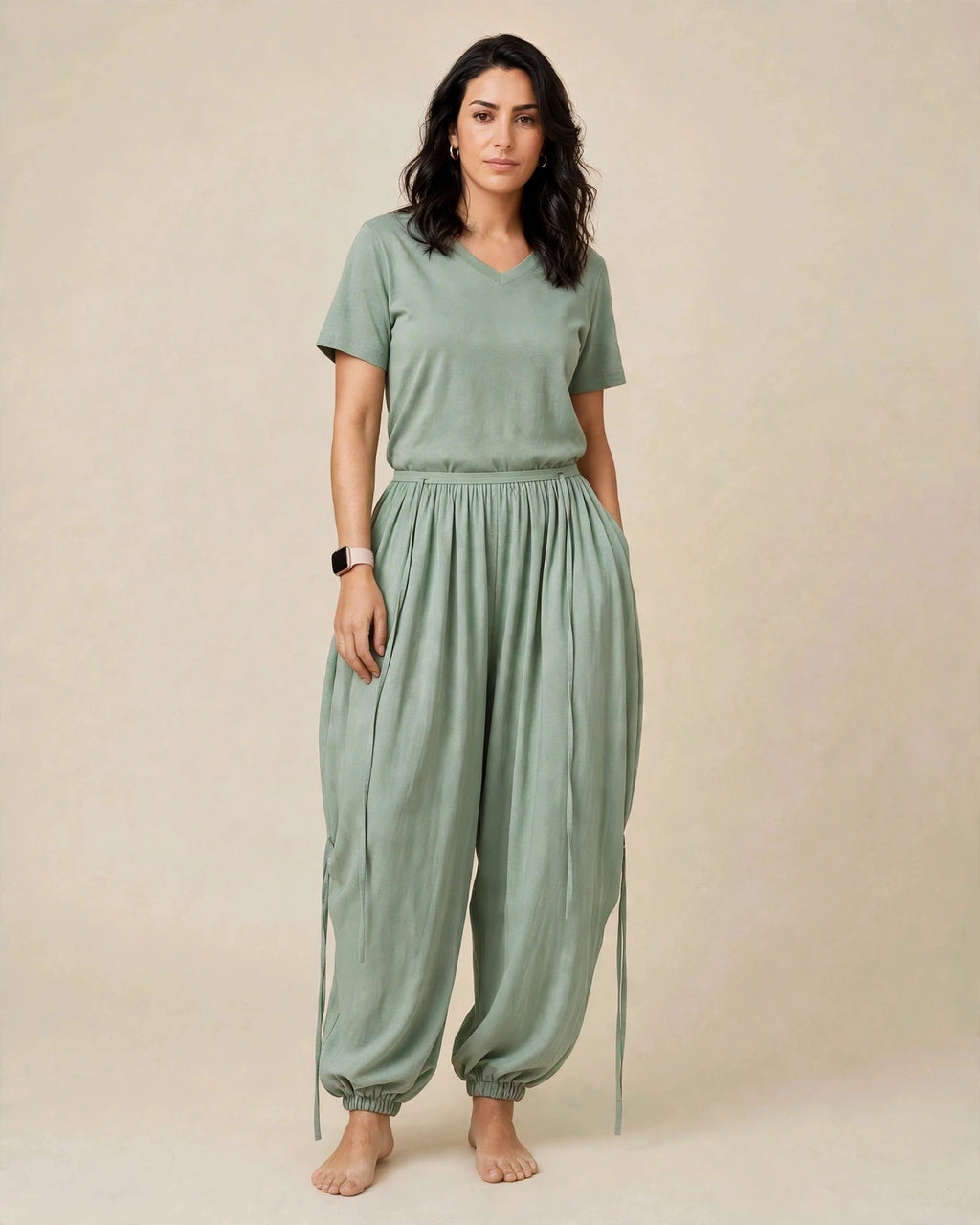 Pantalon en tissu oversize ajustable