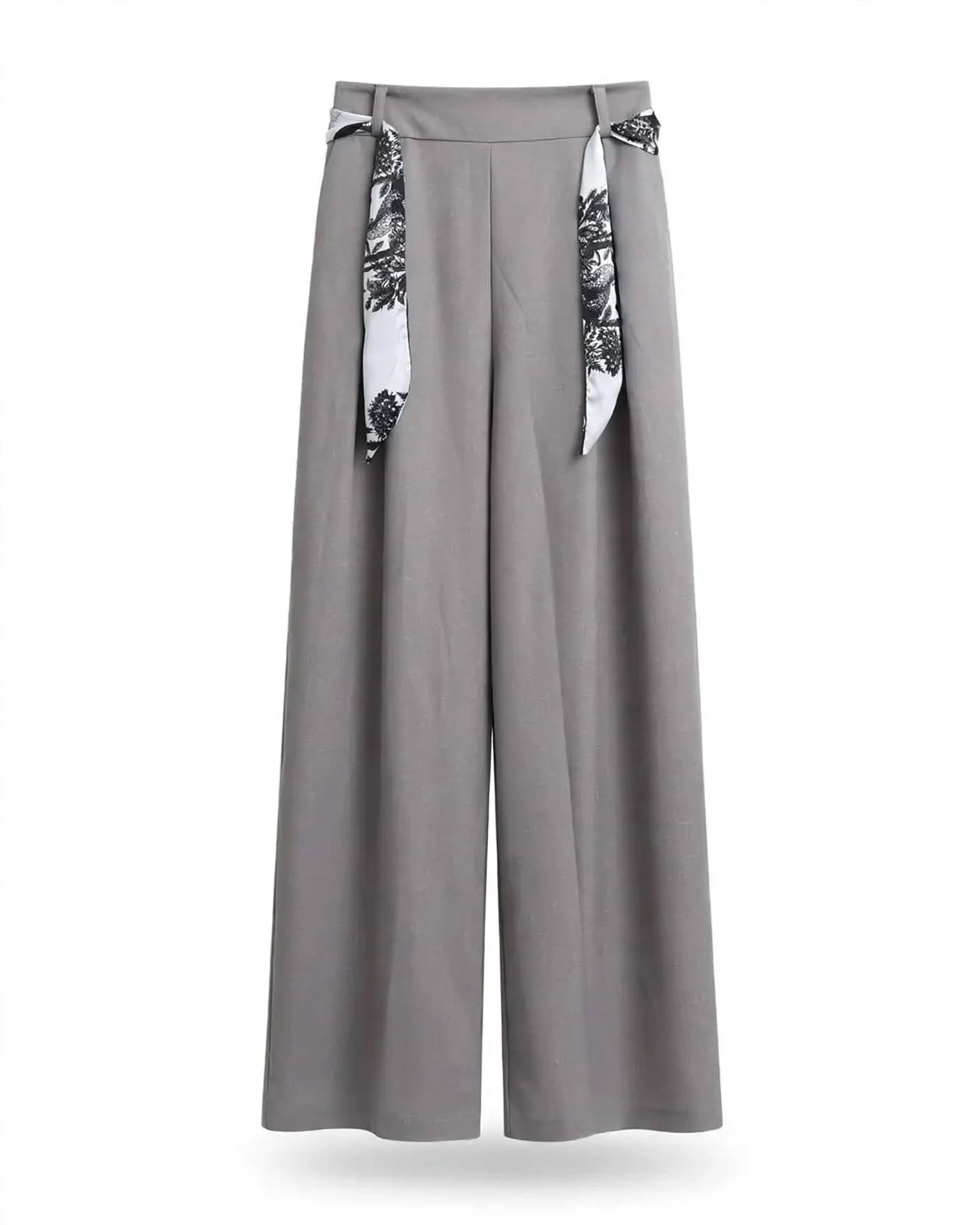 Pantalon tissu oversize droit avec ceinture