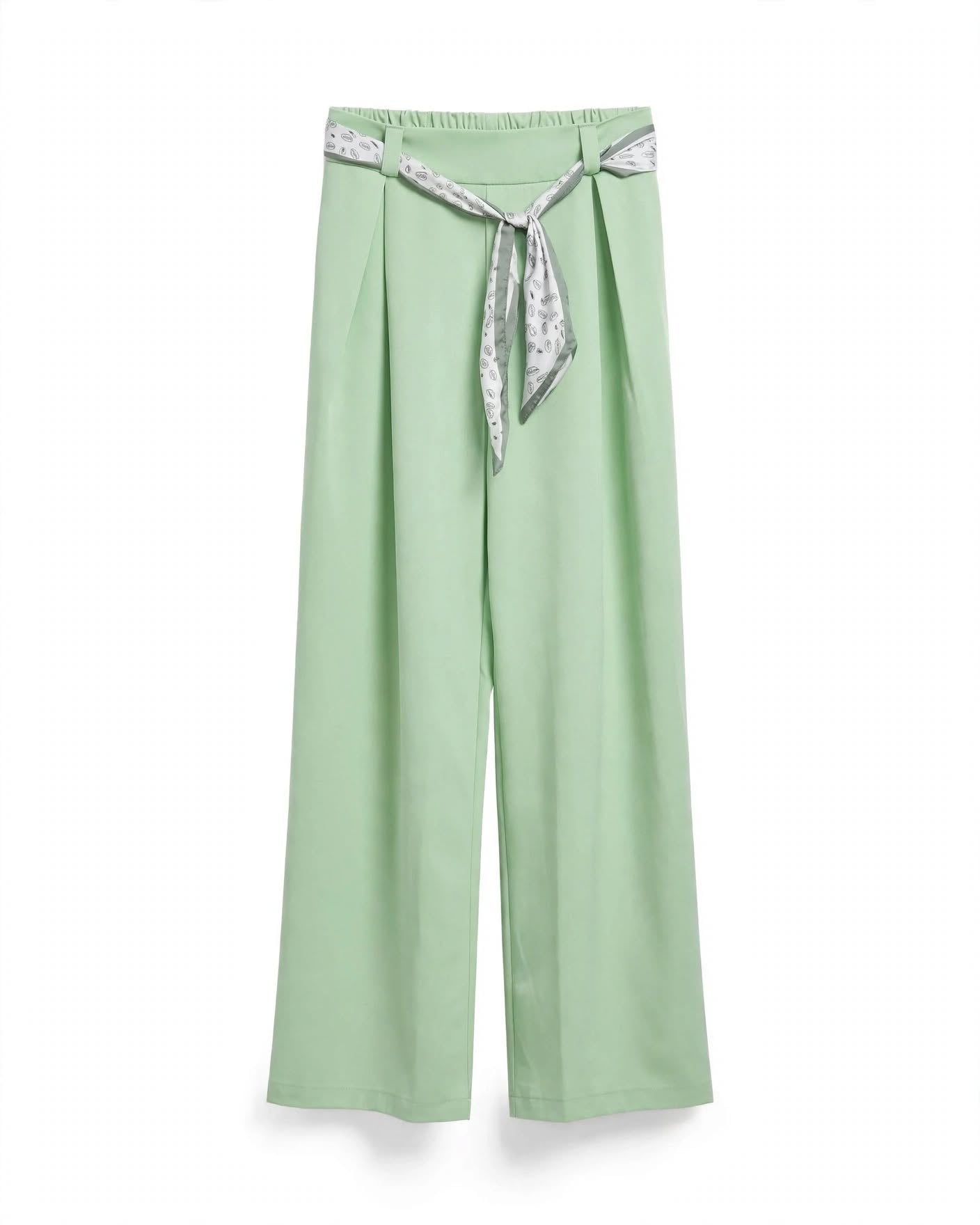 Pantalon tissu oversize droit avec ceinture