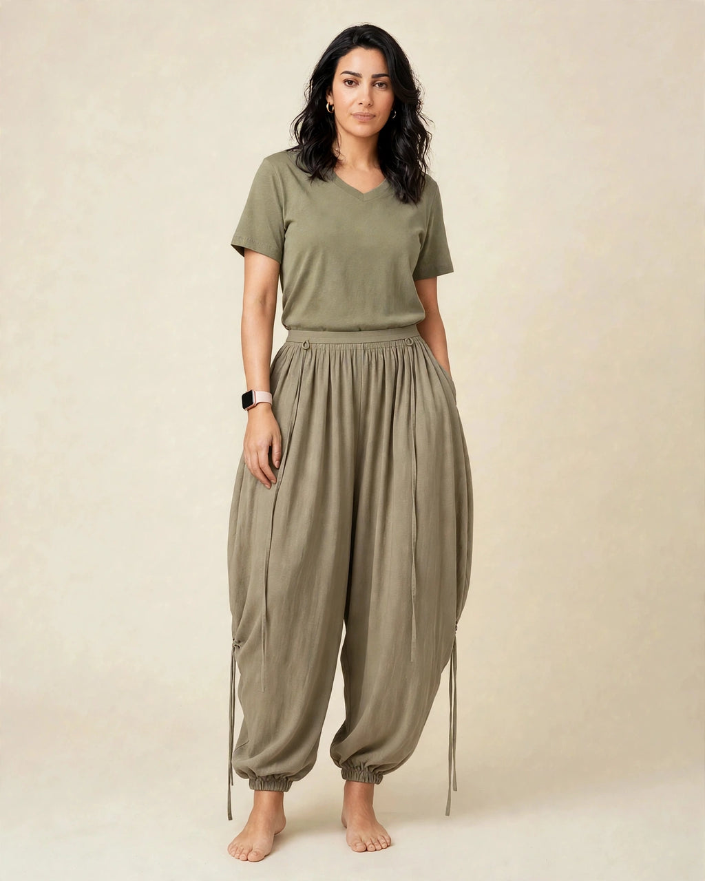 Pantalon en tissu oversize ajustable