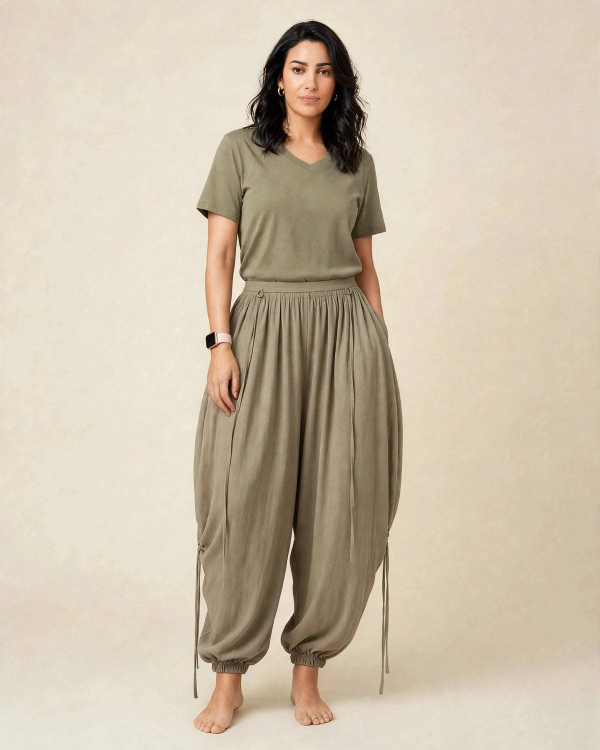 Pantalon en tissu oversize ajustable