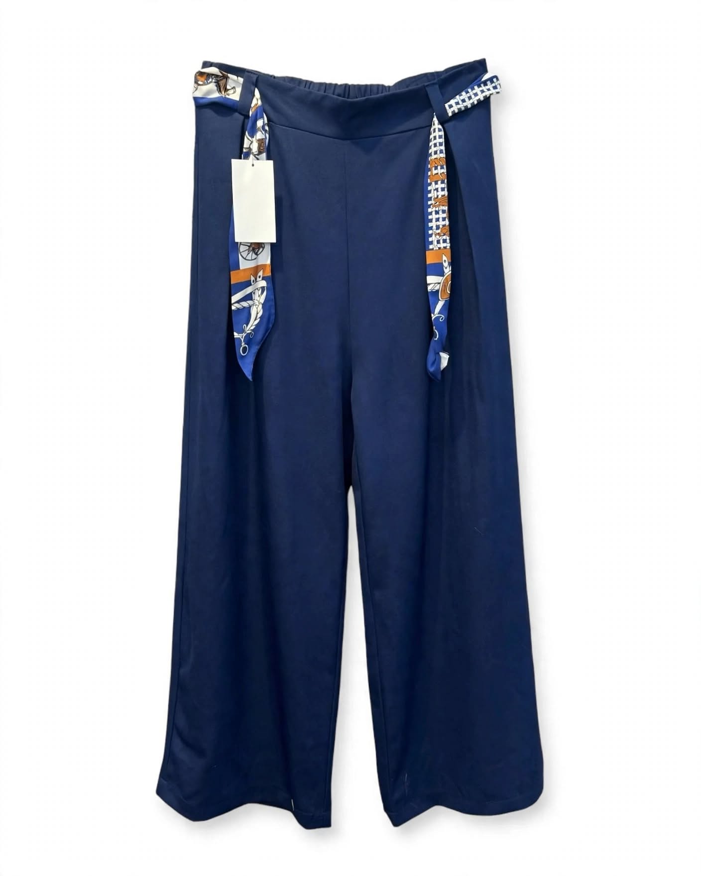 Pantalon tissu oversize droit avec ceinture
