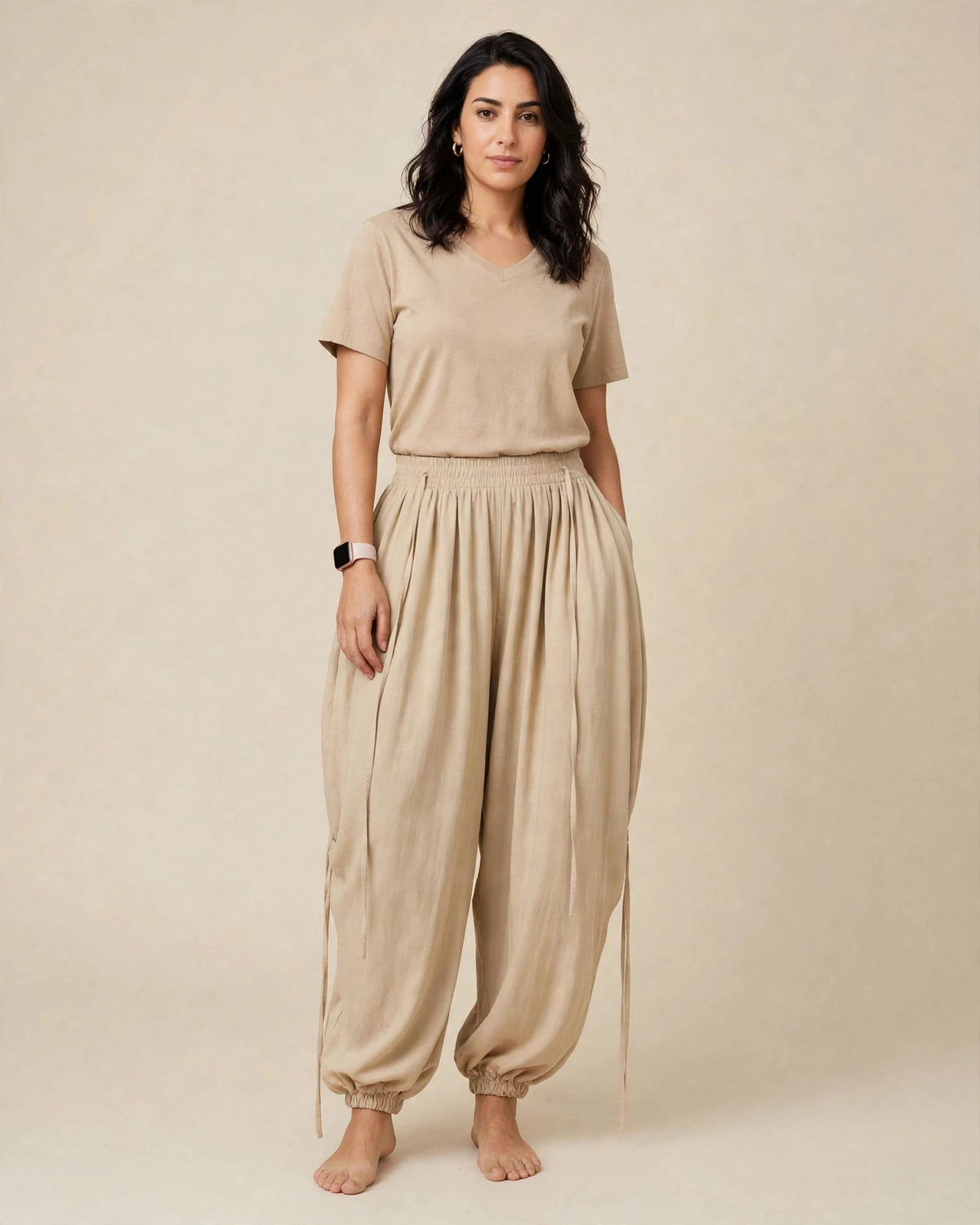 Pantalon en tissu oversize ajustable