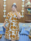 Robe Midi col V à motifs