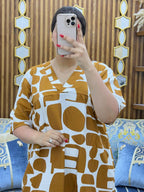 Robe Midi col V à motifs
