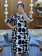 Robe Midi col V à motifs