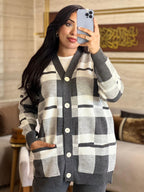 Ensemble Pantalon et cardigan en laine maillée