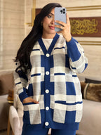 Ensemble Pantalon et cardigan en laine maillée