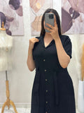Robe chemise avec col et ceinture