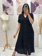 Robe chemise avec col et ceinture