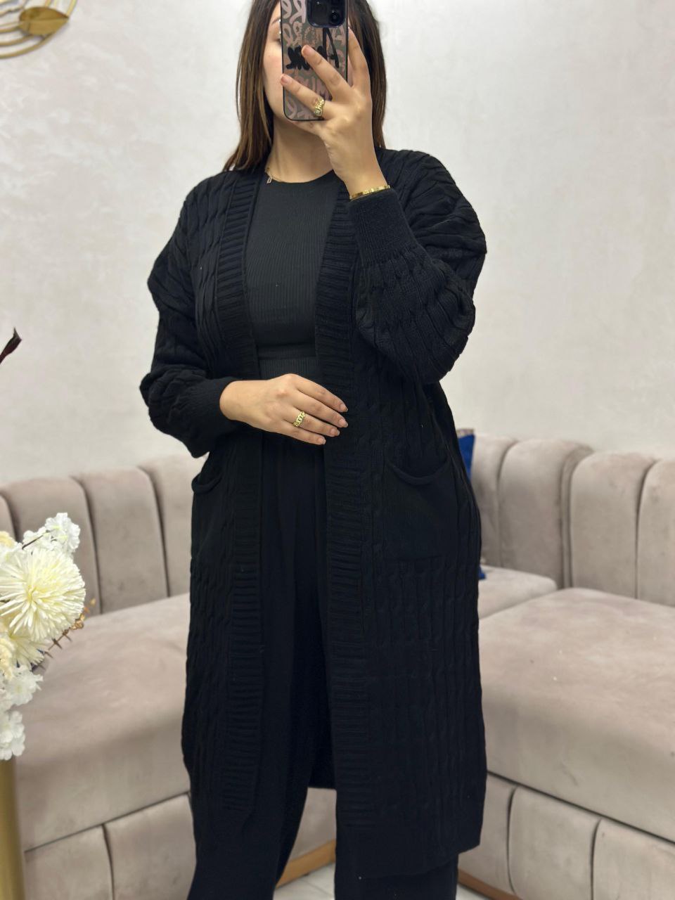 Cape en laine à poches