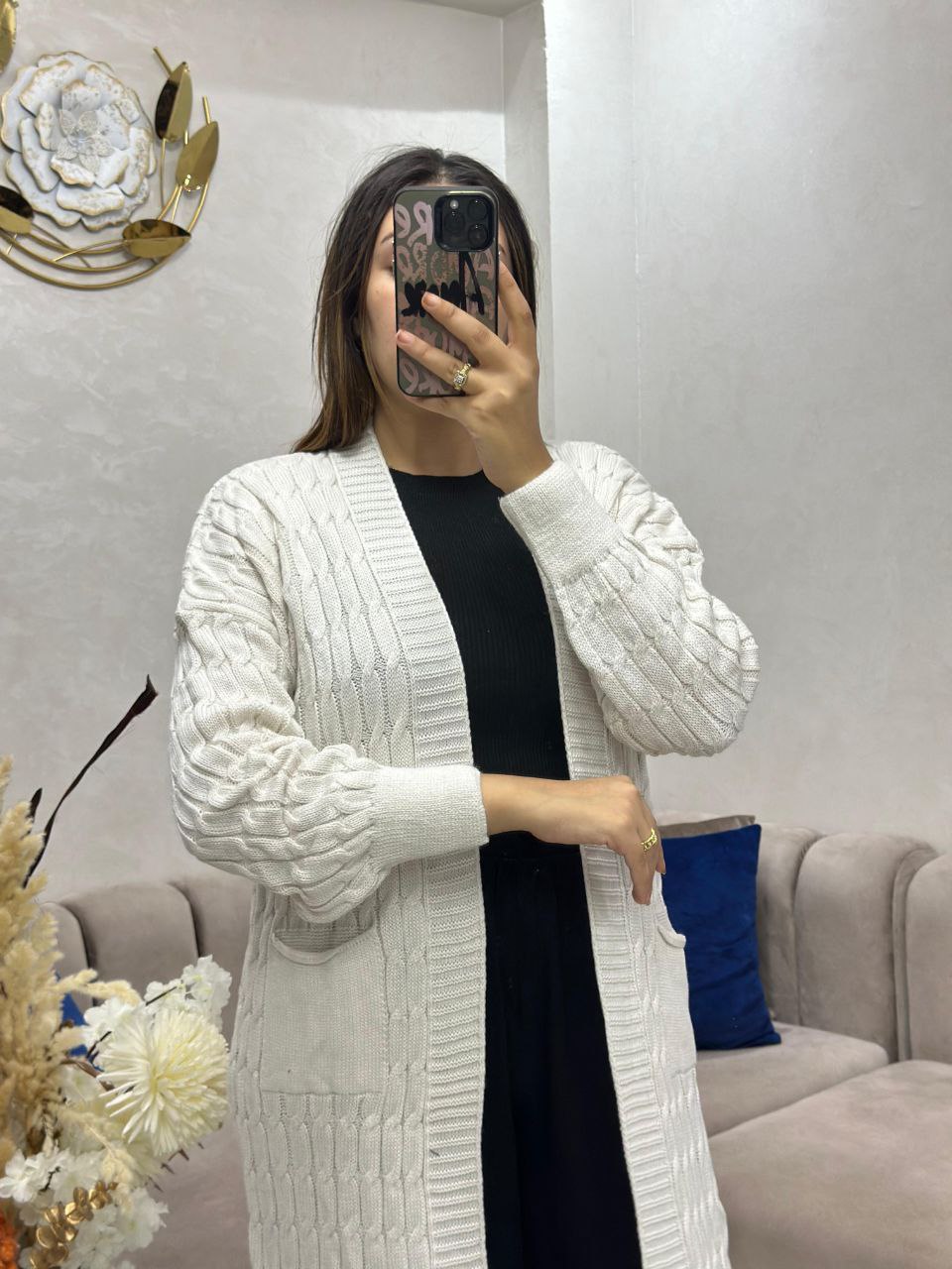 Cape en laine à poches