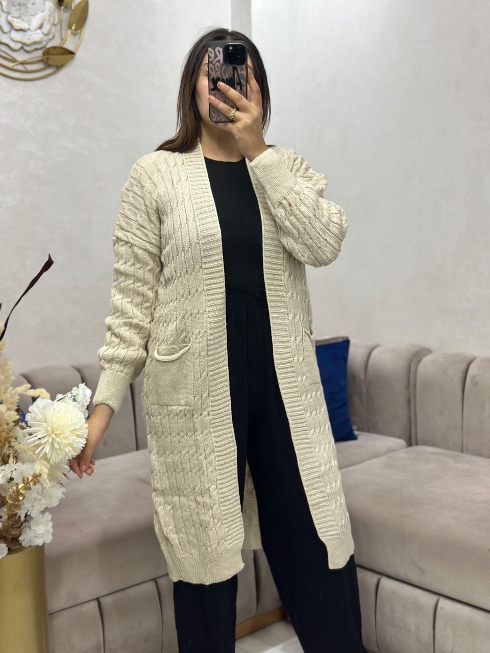 Cape en laine à poches