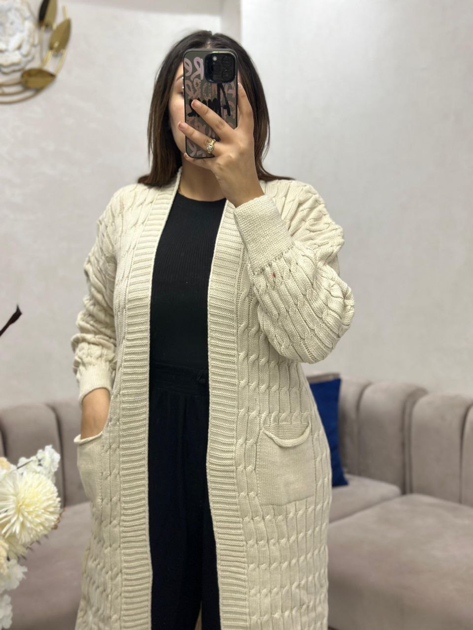 Cape en laine à poches