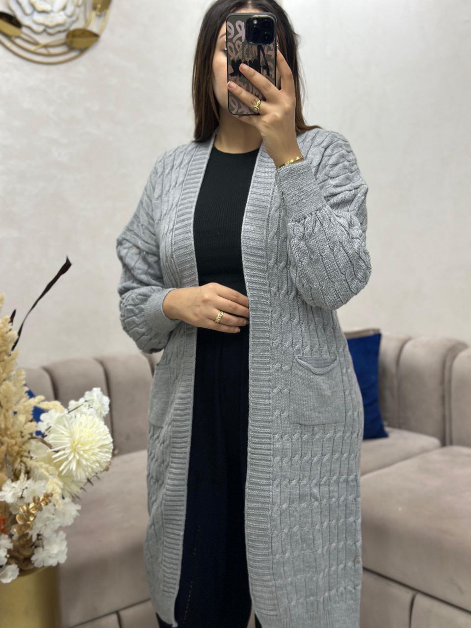 Cape en laine à poches