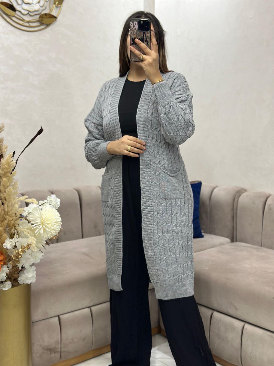 Cape en laine à poches