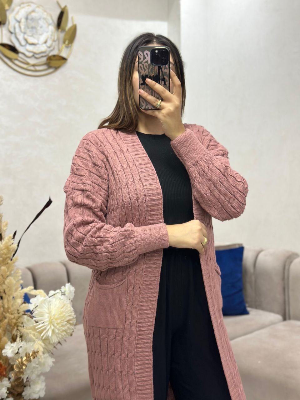 Cape en laine à poches