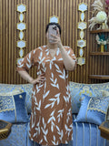 Robe Midi col V à lauriers