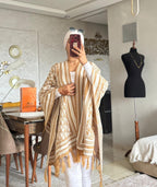 Cape en laine à motifs