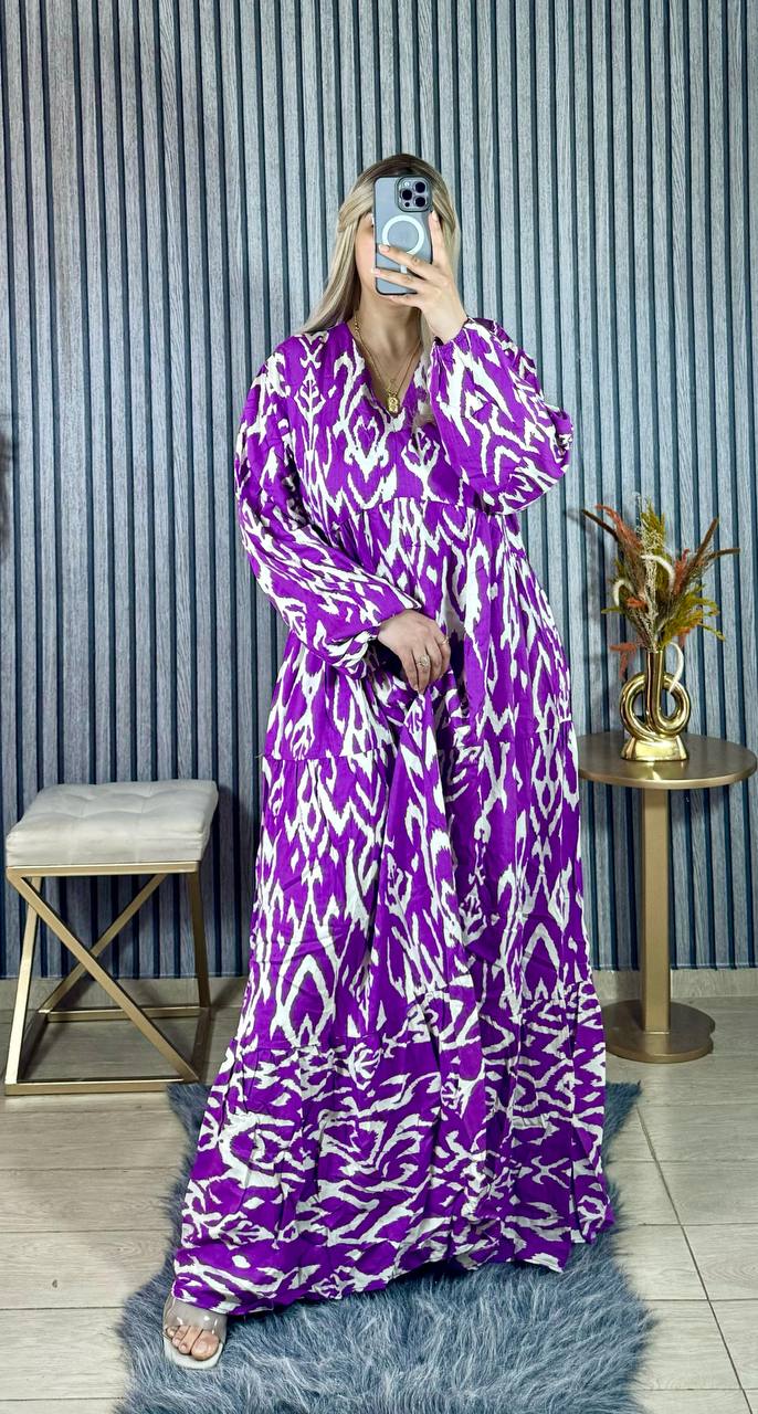 Robe cloche à manches bouffantes