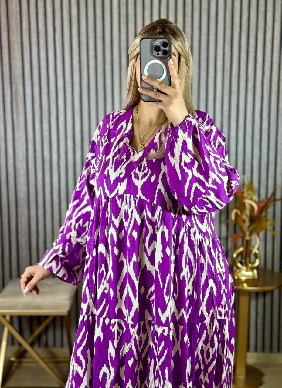 Robe cloche à manches bouffantes