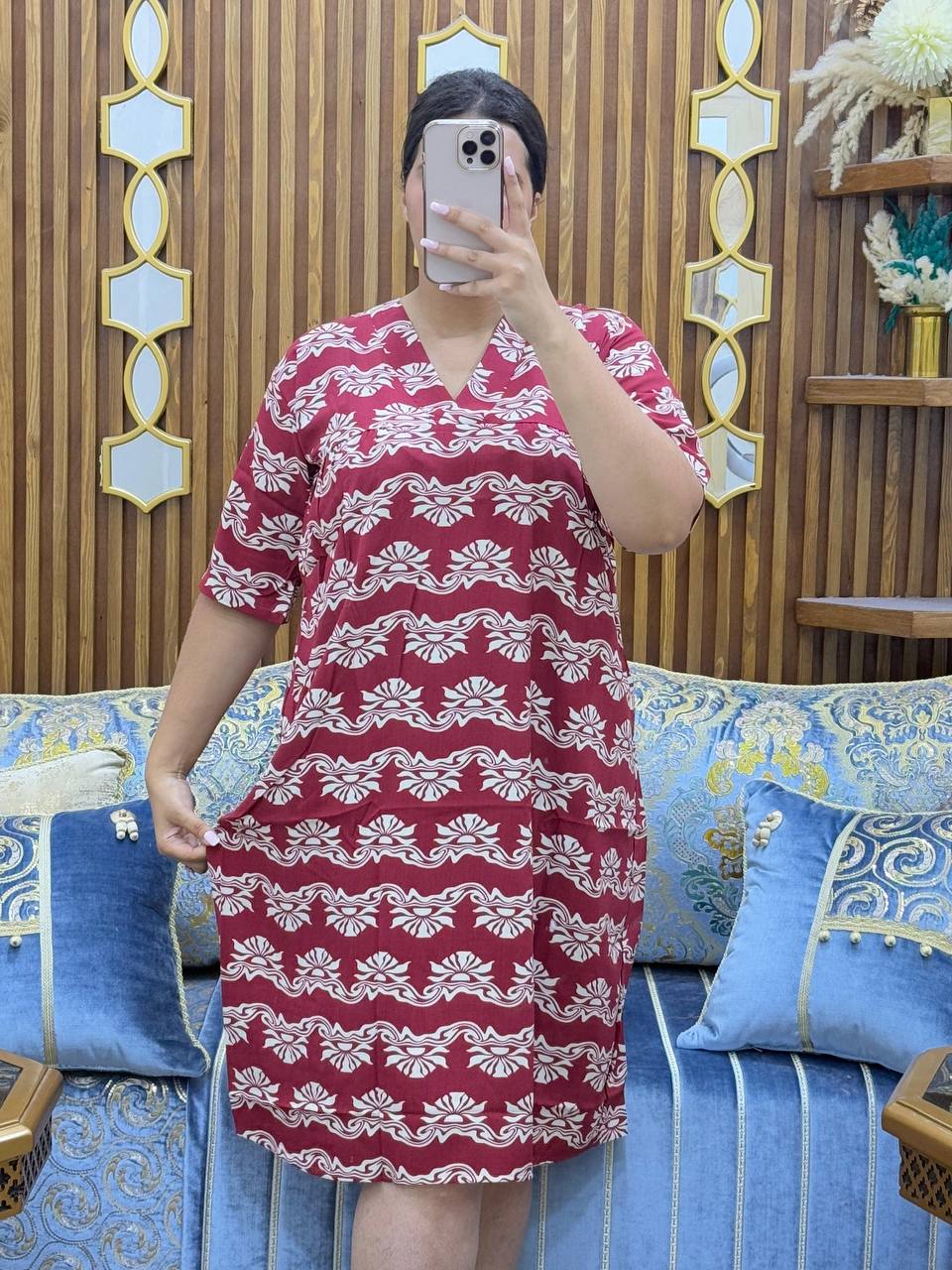 Robe Midi col V à vagues