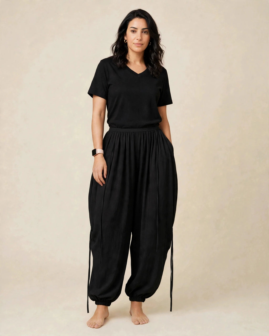 Pantalon en tissu oversize ajustable